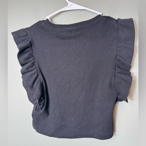 Zara Women’s‎ Crop Top Ruffle Sleeves Stretchy Women's Size Medium Black - Picture 4 of 5